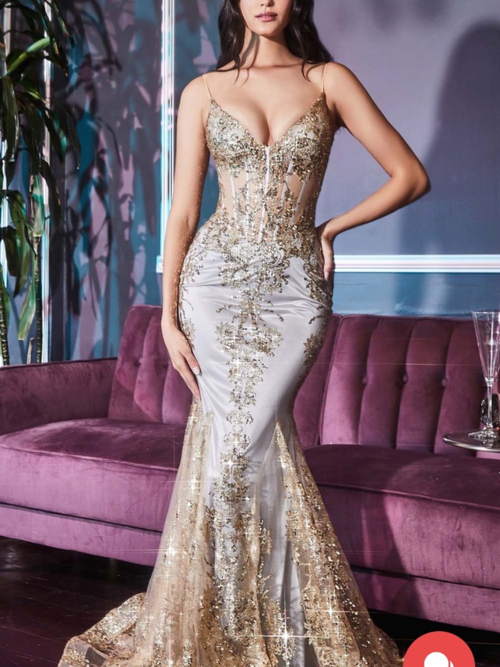 Cinderella Divine - J810 Shimmer Corset Bodice Mermaid Evening Gown × 1